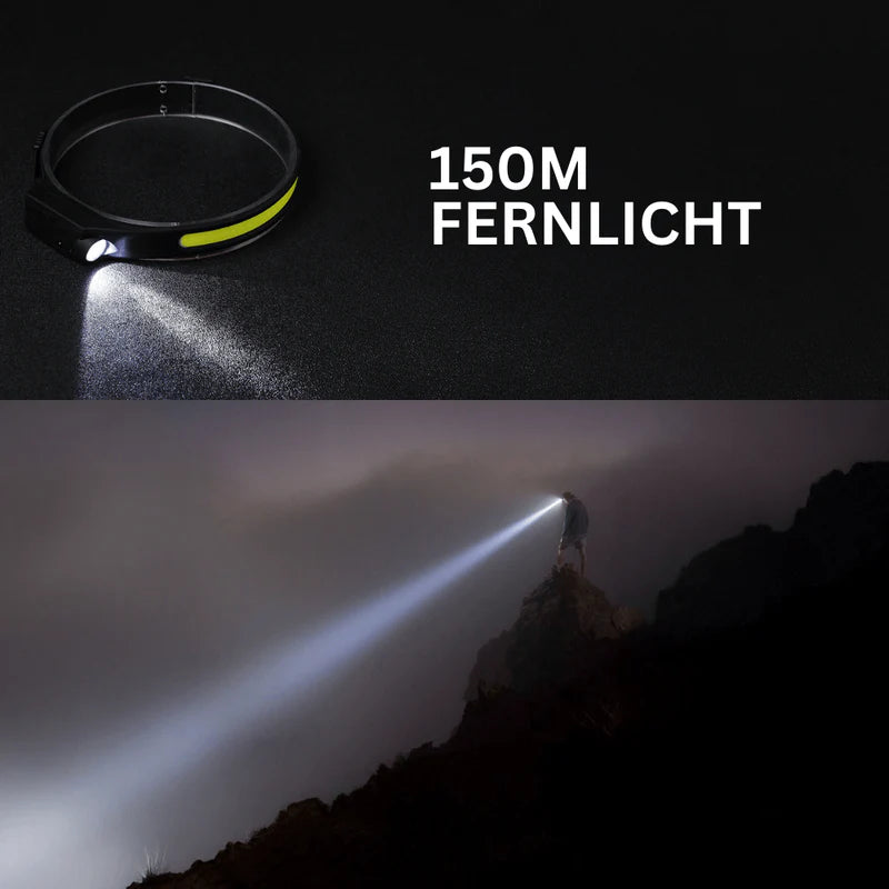 "ALPINEON-Mehr als Licht – ein Statement" LED-Sensor-Stirnlampe mit integriertem Akku