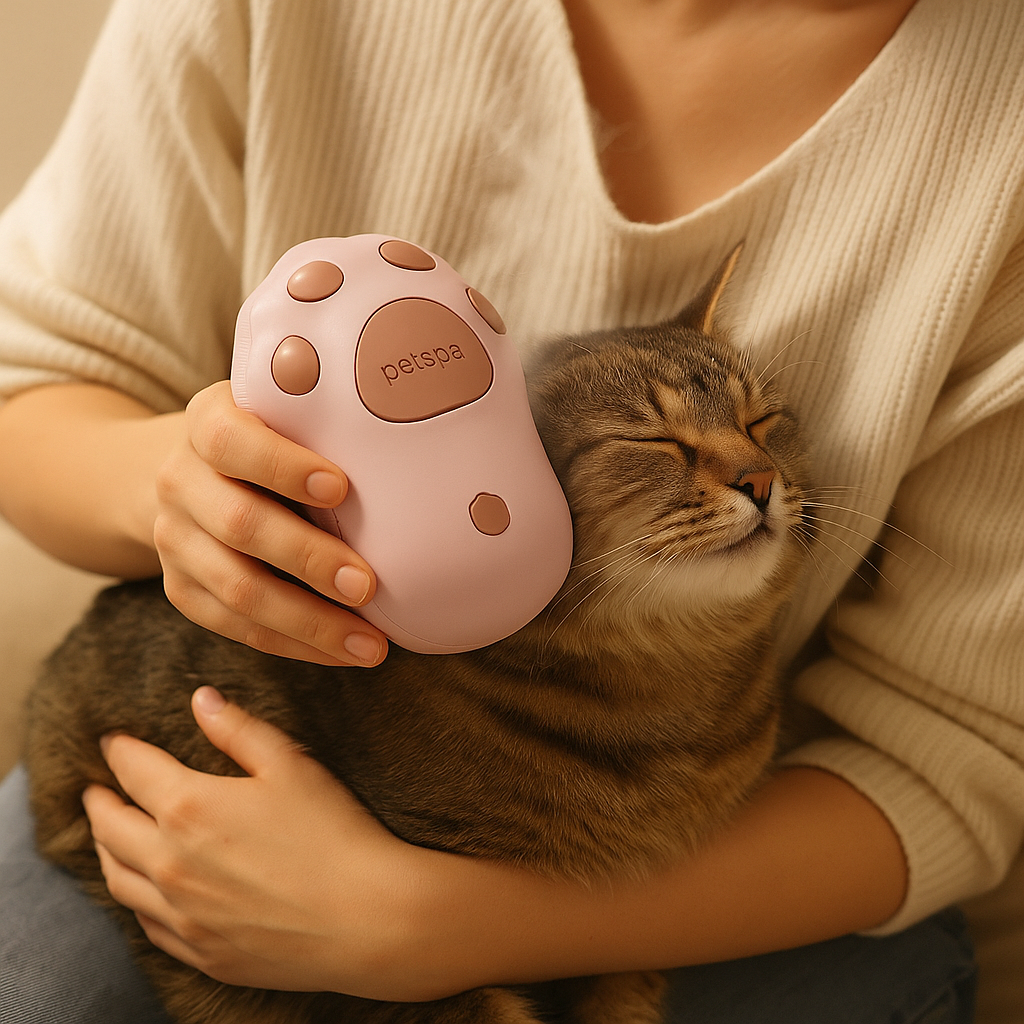 "PawSteam-Sanfter Dampf. Glänzendes Fell. Glückliche Pfoten" Dampfbürste für Hunde & Katzen – 3-in-1 Pflegetool mit Spray, Kamm & Massagefunktion