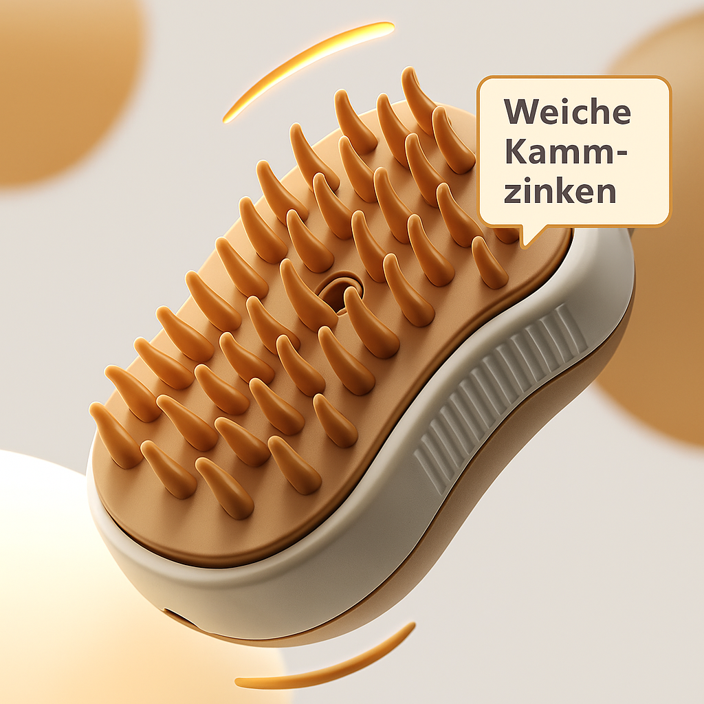"PawSteam-Sanfter Dampf. Glänzendes Fell. Glückliche Pfoten" Dampfbürste für Hunde & Katzen – 3-in-1 Pflegetool mit Spray, Kamm & Massagefunktion