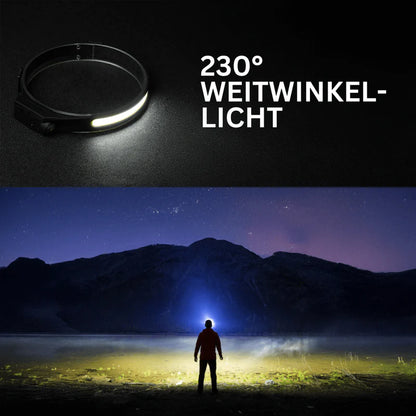 "ALPINEON-Mehr als Licht – ein Statement"  LED-Sensor-Stirnlampe mit integriertem Akku