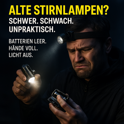 "ALPINEON-Mehr als Licht – ein Statement"  LED-Sensor-Stirnlampe mit integriertem Akku