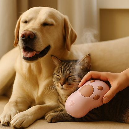 "PawSteam-Sanfter Dampf. Glänzendes Fell. Glückliche Pfoten" Dampfbürste für Hunde & Katzen – 3-in-1 Pflegetool mit Spray, Kamm & Massagefunktion