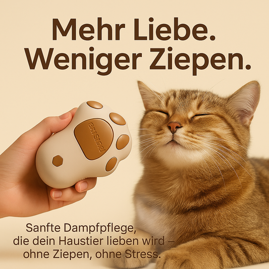 "PawSteam-Sanfter Dampf. Glänzendes Fell. Glückliche Pfoten" Dampfbürste für Hunde & Katzen – 3-in-1 Pflegetool mit Spray, Kamm & Massagefunktion